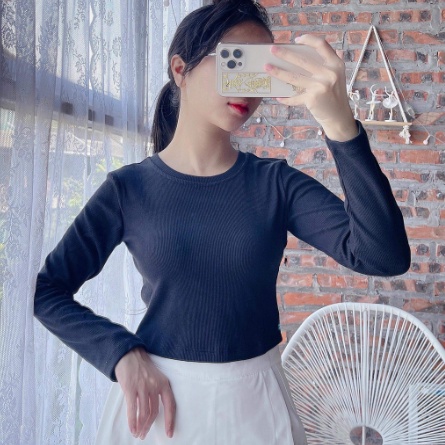Áo Croptop Body Dài Tay Madela Dáng ôm cổ tròn