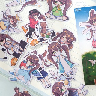Set 40 sticker cô gái đáng yêu trang trí đa dụng (Hàng có sẵn)