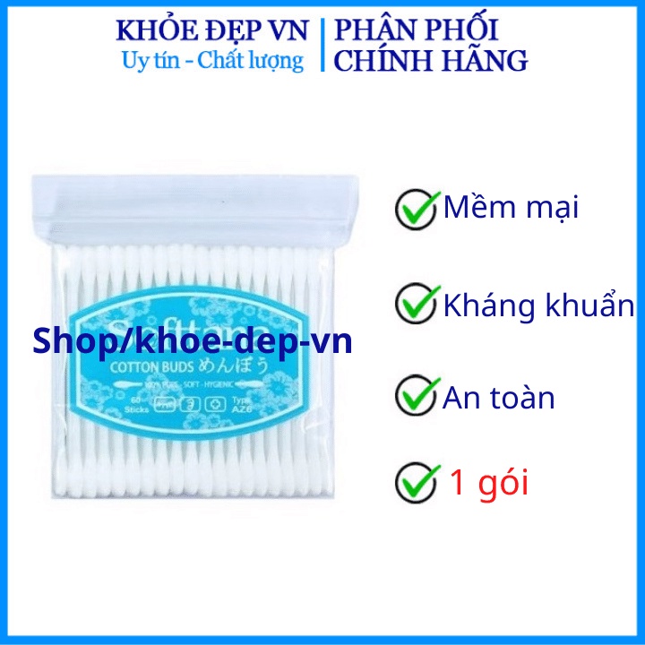 1 gói Bông tăm kháng khuẩn Tân Á, người lớn trẻ em chính hãng Nhật NPP