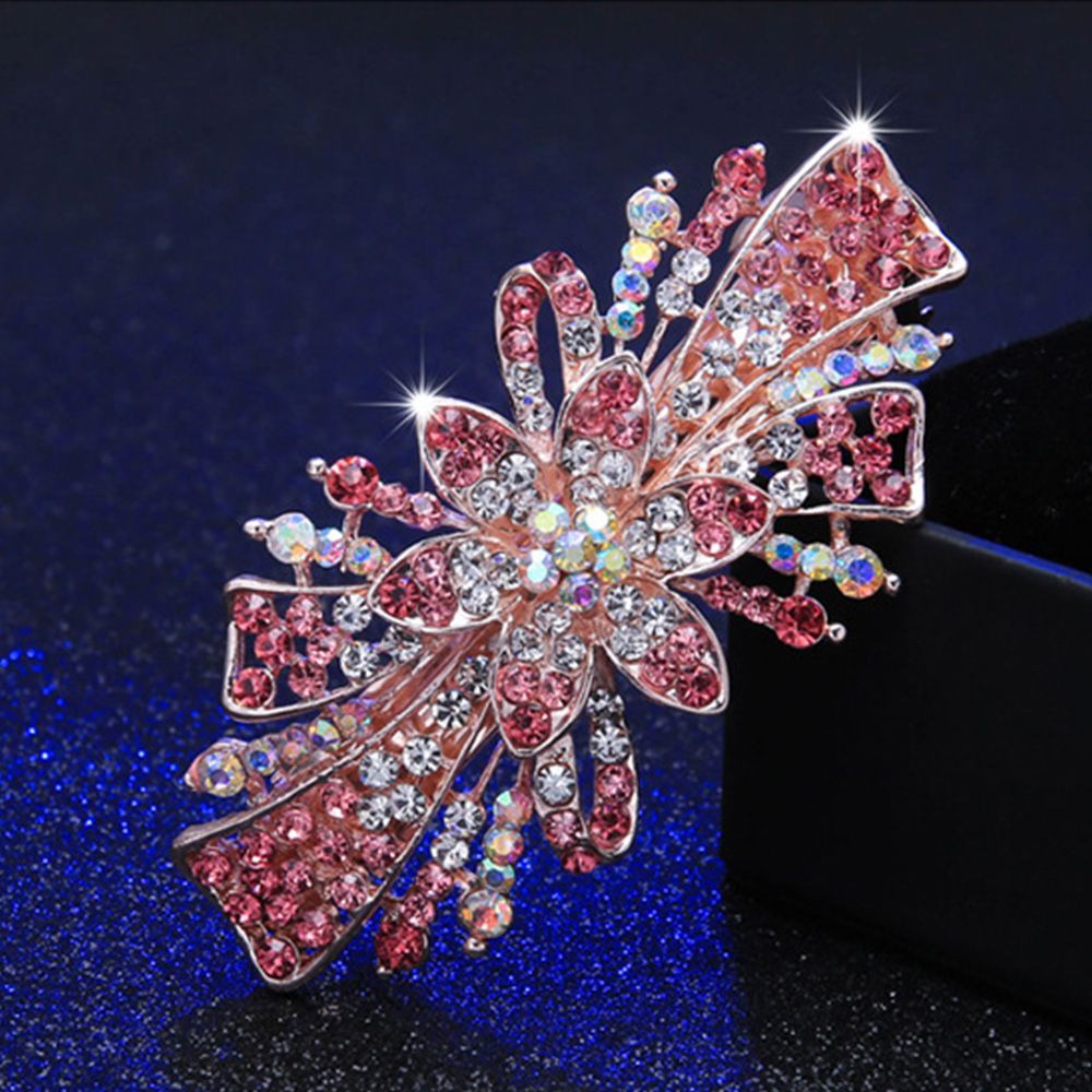 Kẹp tóc kim loại họa tiết bướm và hoa đính đá thanh lịch