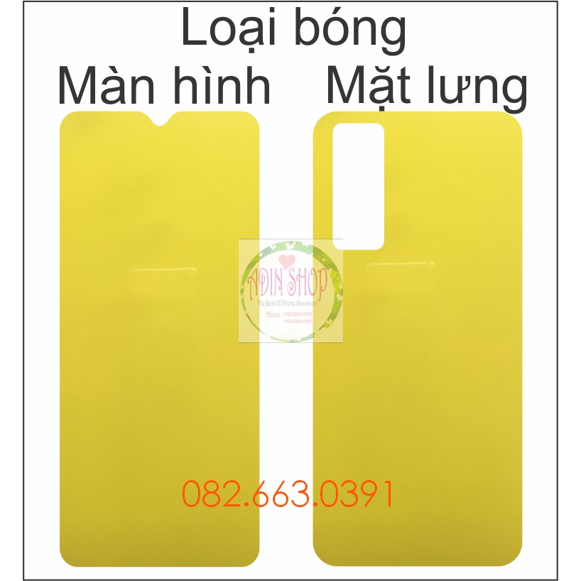 Dán PPF Vivo Y51 loại nhám, bóng dành cho màn hình, mặt lưng , mặt lưng full viền