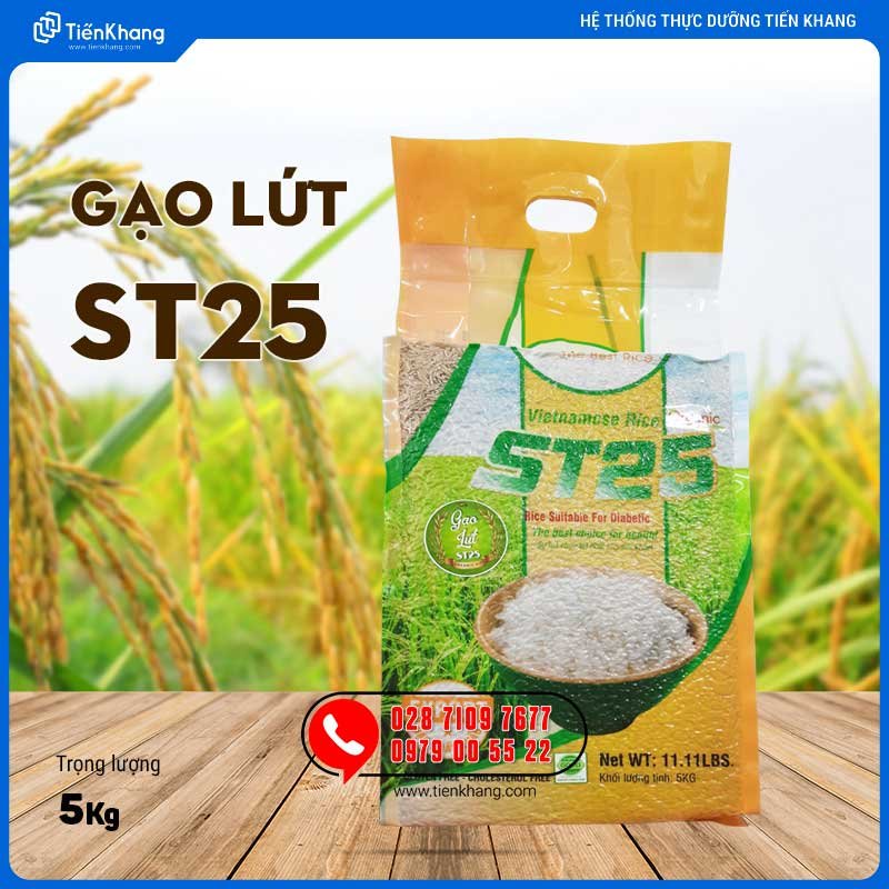 Gạo lứt ST25, Gạo giảm cân, ăn kiêng, giảm béo, gạo hữu cơ thực dưỡng - Túi 2kg