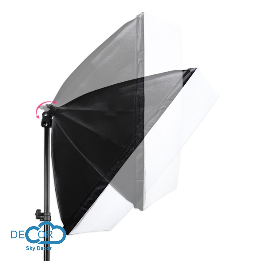 Bộ đèn Studio chụp ảnh sản phẩm softbox 70x50cm chân đèn 2m, bóng 175W ánh sáng trắng