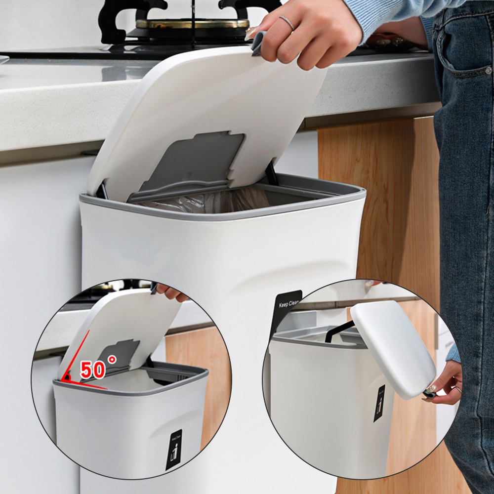 Thùng rác treo tủ bếp, dán tường nhà vệ sinh có nắp đậy thông minh dung tích 9 lít