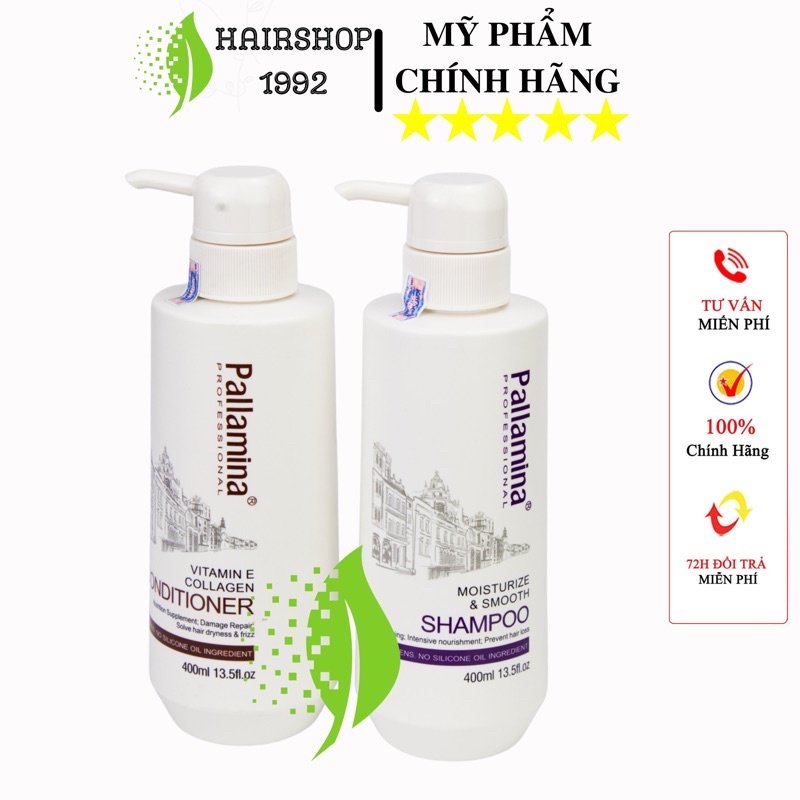 CẶP Dầu Gội Dầu Xả Keratin colagen Pallamina Kiềm dầu Phục Hồi Tóc Hư Tổn  Bộ Dầu Gội Xả 400ml * 2