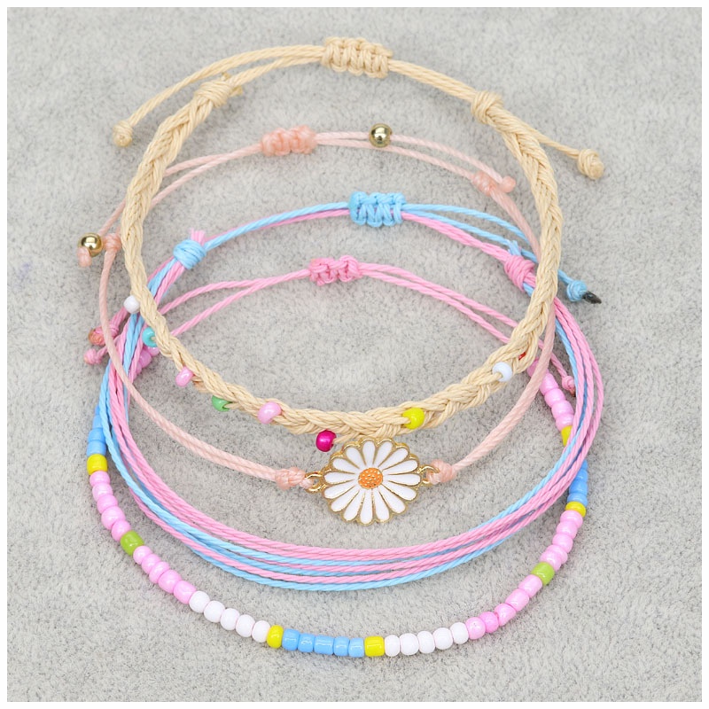 Set 4 Vòng Tay Bện Dây Sáp Phong Cách Dân Tộc