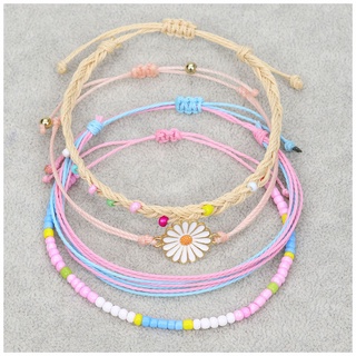 Set 4 vòng tay bện dây sáp phong cách dân tộc