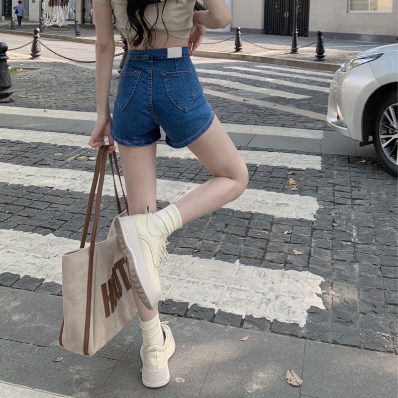 (New) Quần jeans nữ, quần short jeans ngắn basic màu xanh đủ size S M alohashop91