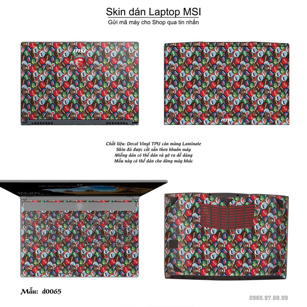 Skin dán Laptop MSI in hình Sticker họa tiết (inbox mã máy cho Shop)