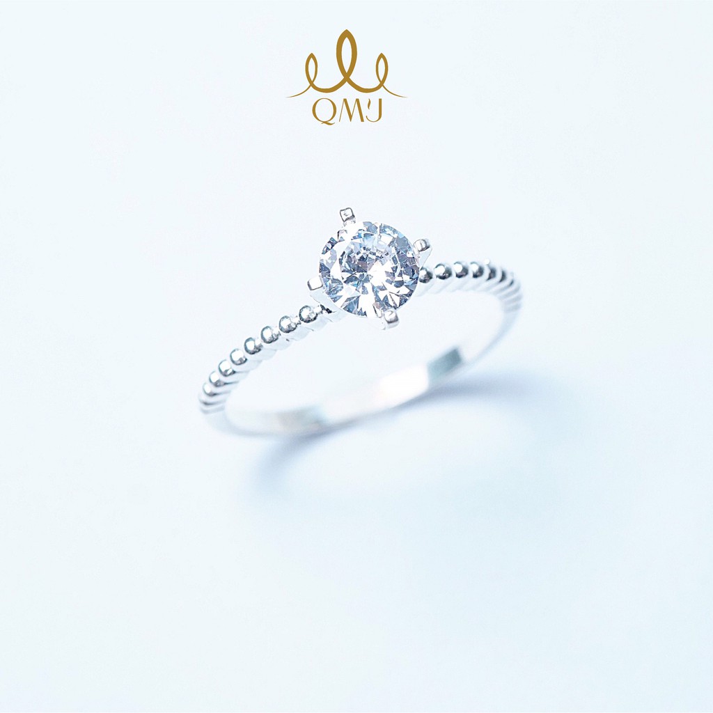 Nhẫn bạc QMJ Kiêu sa đơn giản ổ đá 4 chấu - bạc 925 cao cấp, nhẫn nữ thời trang đẹp, bản mỏng, thanh lịch