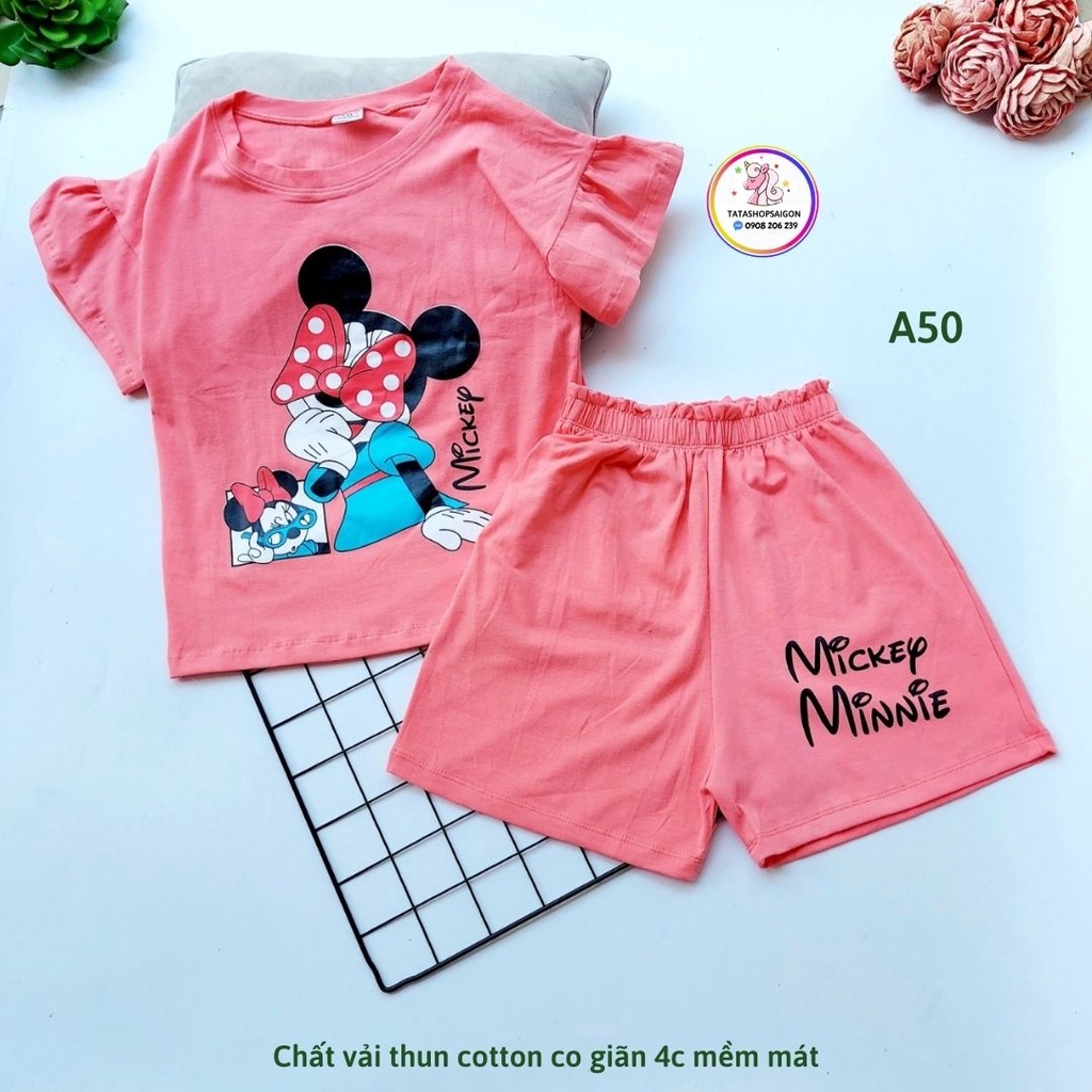22 đên 40kg - Đồ bộ cho bé gái size đại quần đùi tay loe bèo dễ thương