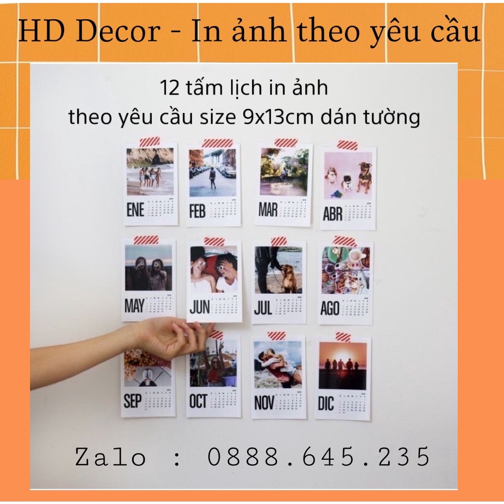 [ FreeShip ] Lịch in ảnh theo yêu cầu đế gỗ, bộ 12 tấm lịch 2022 cầu size 10x15 cm