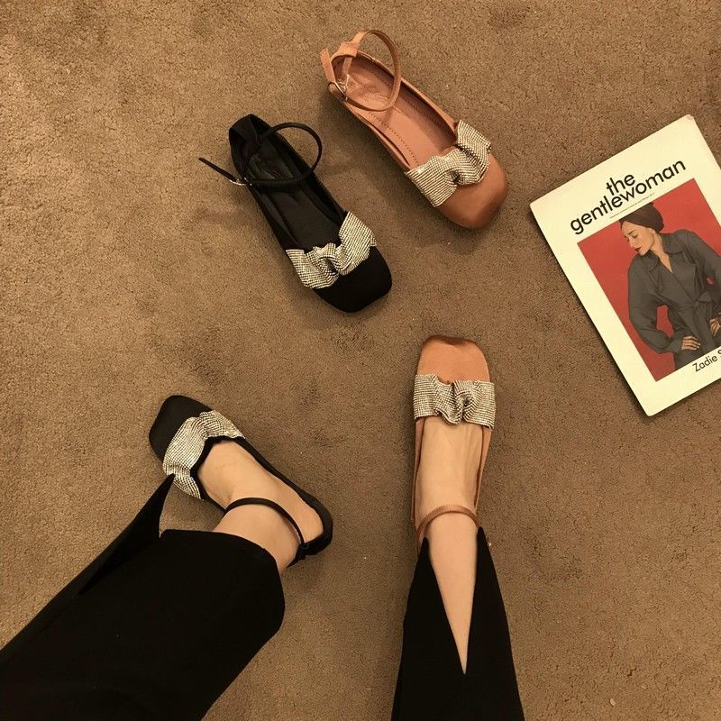 Oeteo Giày Búp Bê Đế Thấp Đính Đá Thời Trang Dành Cho Nữ