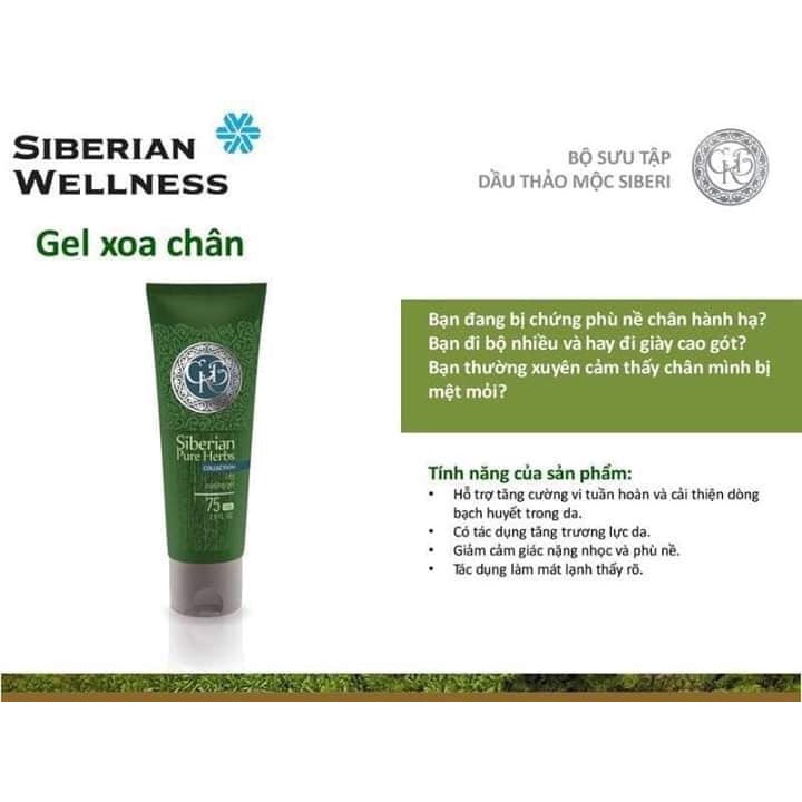 Gel xoa chân Siberian Wellness - Giảm phù nề và suy giãn tĩnh mạch đôi chân