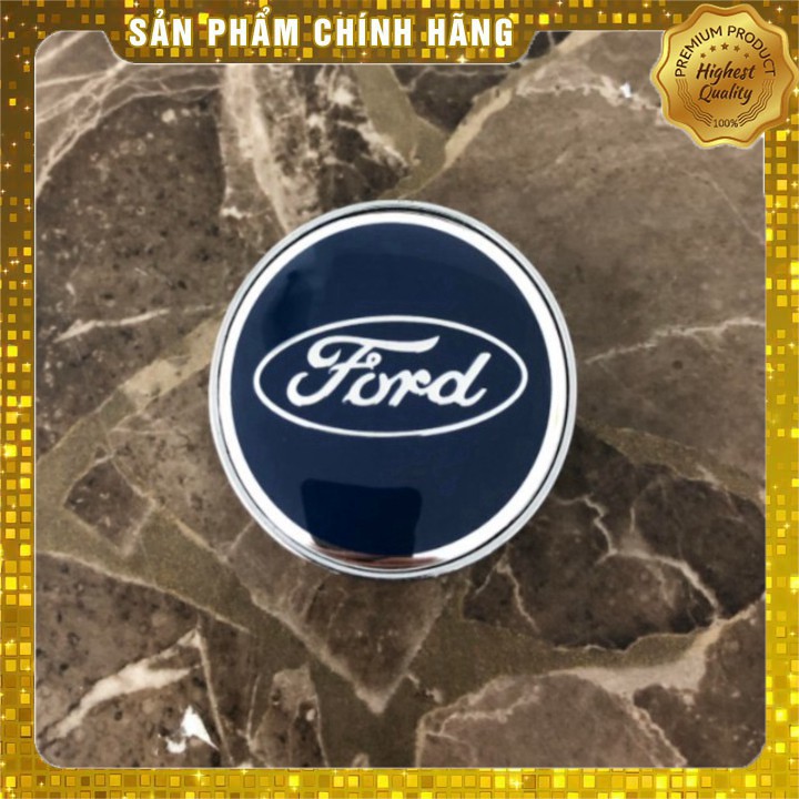 Logo chụp mâm bánh xe ô tô, xe hơi Ford FORD - 60MM: Mầu Bạc và Xanh Tím Than AD