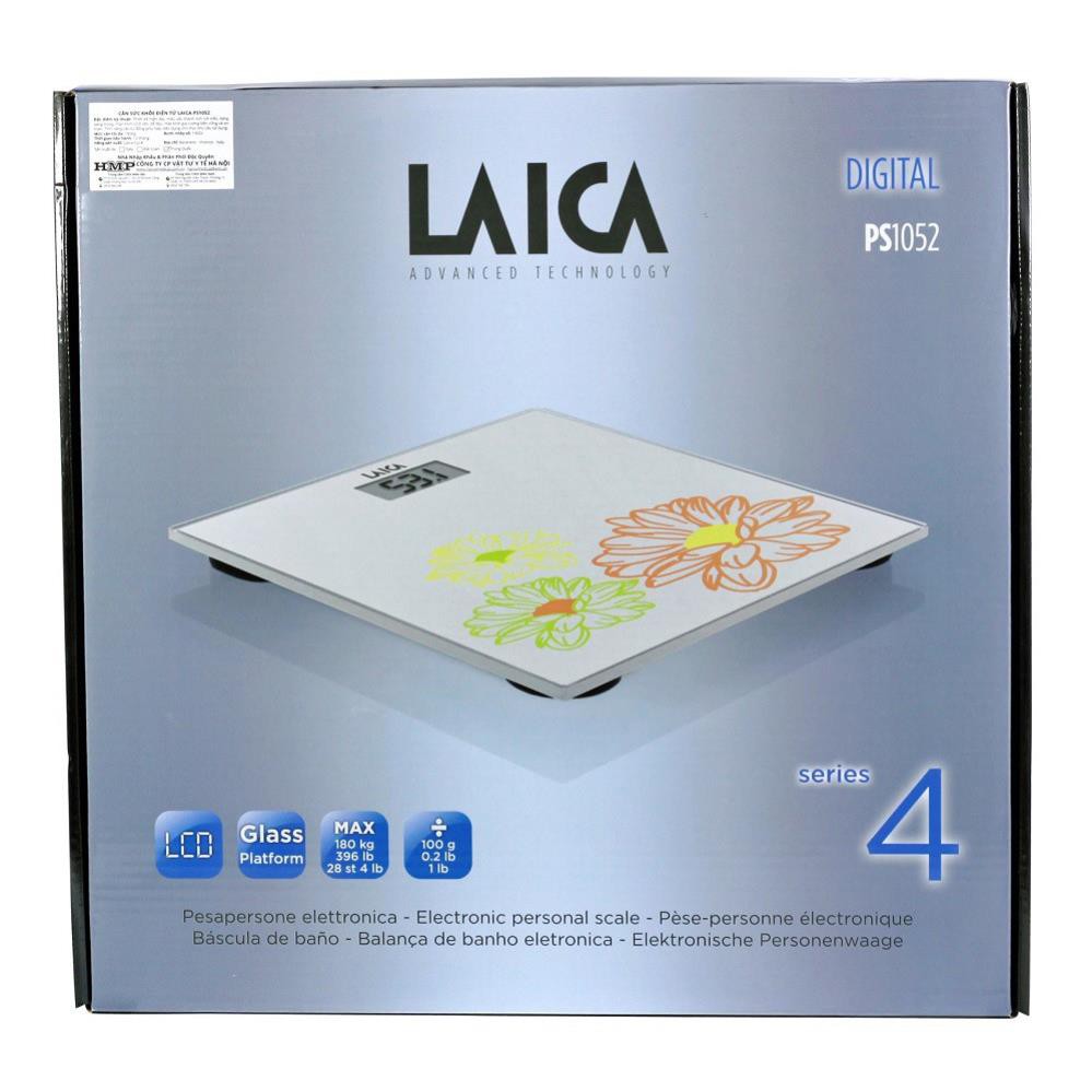 Cân điện tử Laica PS1052 - Cân sức khỏe dùng trong gia đình - trọng lượng tối đa 180 kg - Độ chia 100g - Họa tiết hoa
