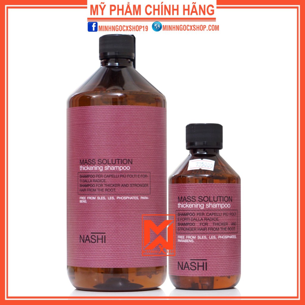 Dầu gội dành cho tóc mỏng,rụng,hư tổn NASHI ARGAN MASS SOLUTION 250-1000ml chính hãng