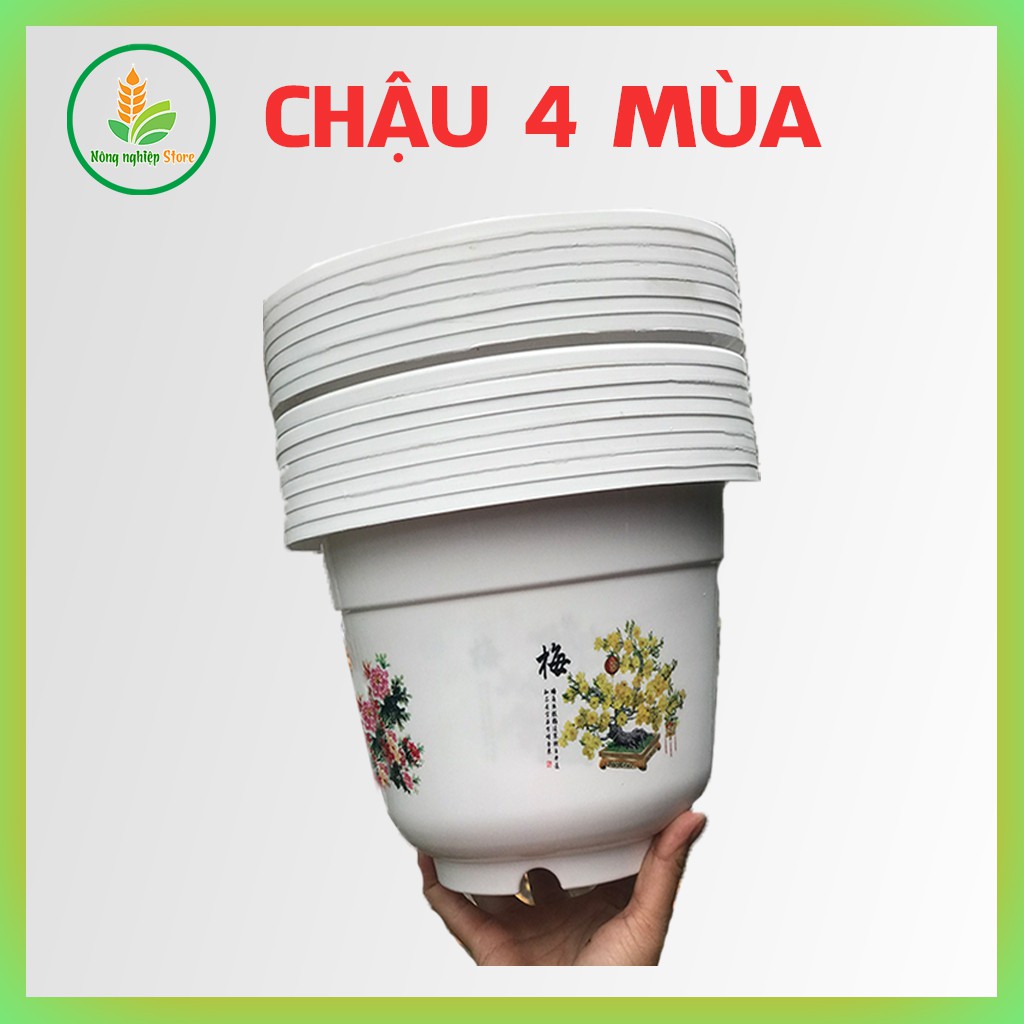 Bộ 5 chậu nhựa trồng cây hoa văn 4 mùa A280 (24x17x14)