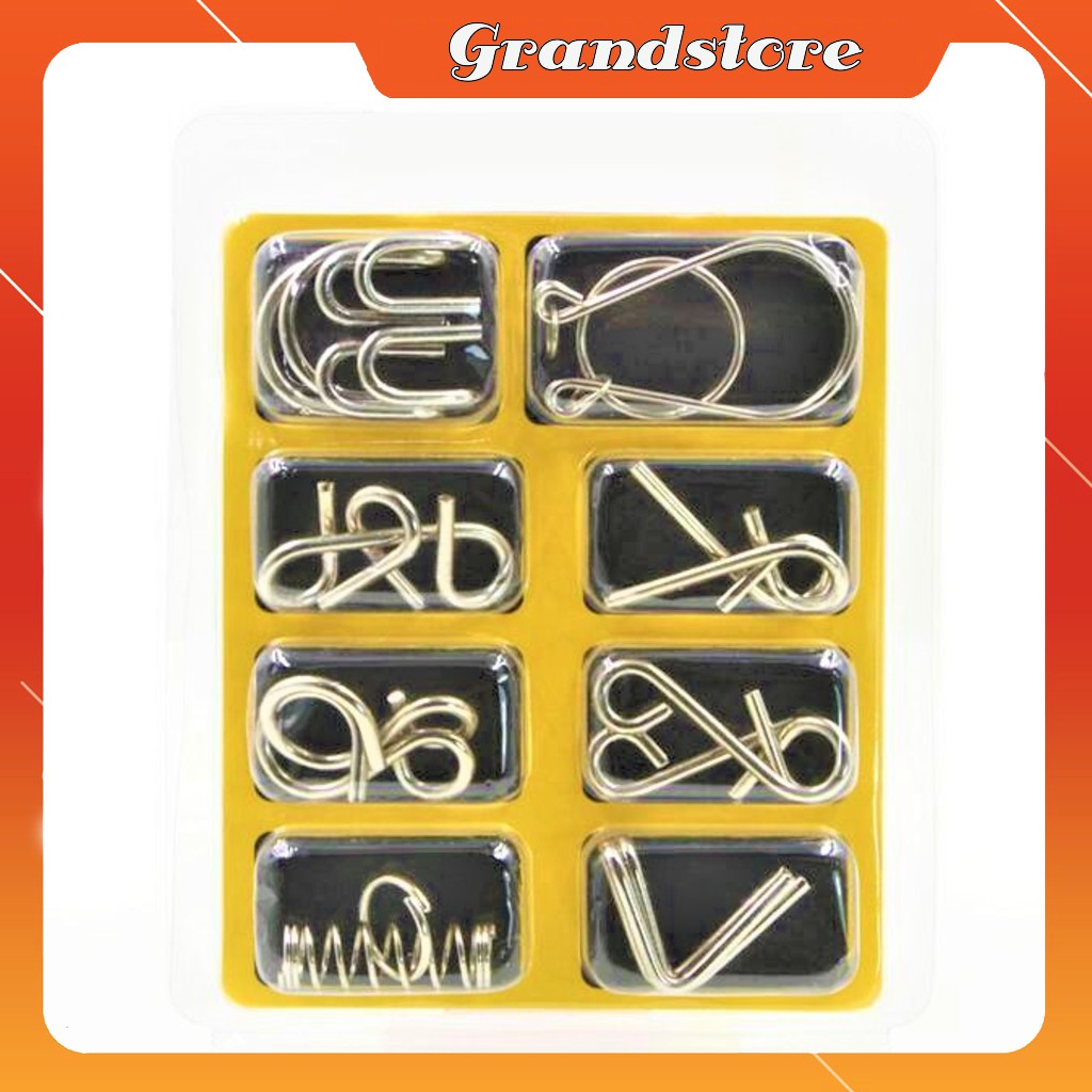 BỘ TRÒ CHƠI TRÍ TUỆ NHẬT BẢN 8 MÓN METAL PUZZLE THÁO LẮP VÒNG SẮT THÔNG MINH, RÈN LUYỆN TƯ DUY, LẬP LUẬN