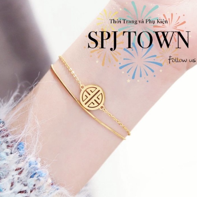 Lắc Tay Titan Phong Thủy Chữ Phúc 2 Tầng