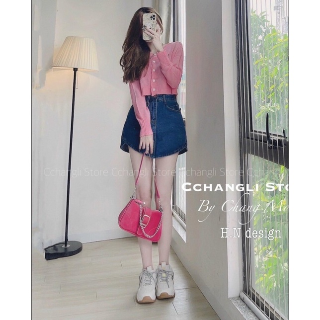 Chân váy jeans xanh vạt bầu siêu đẹp