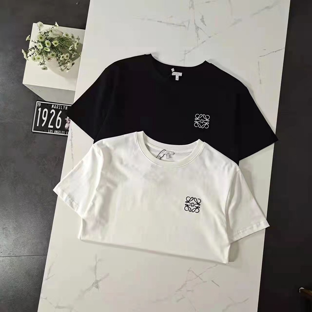 Áo Thun Cotton Tay Ngắn Cổ Tròn Dáng Rộng Thêu logo Thời Trang Mùa Hè Dành Cho Nam Và Nữ