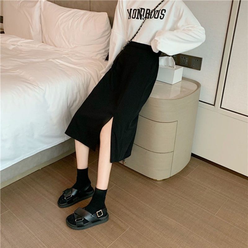 Chân Váy Midi Lưng Cao Xẻ Tà ,Chân Váy Công Sở Chất Dày Dặn Tôn Dáng -651