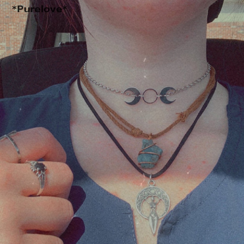 [Purelove] Vòng cổ Mặt Trăng Tròn Mạ Điện Đơn Giản Cá Tính