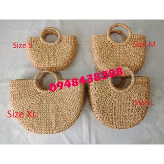 Túi cói bán nguyệt trơn siêu đẹp
