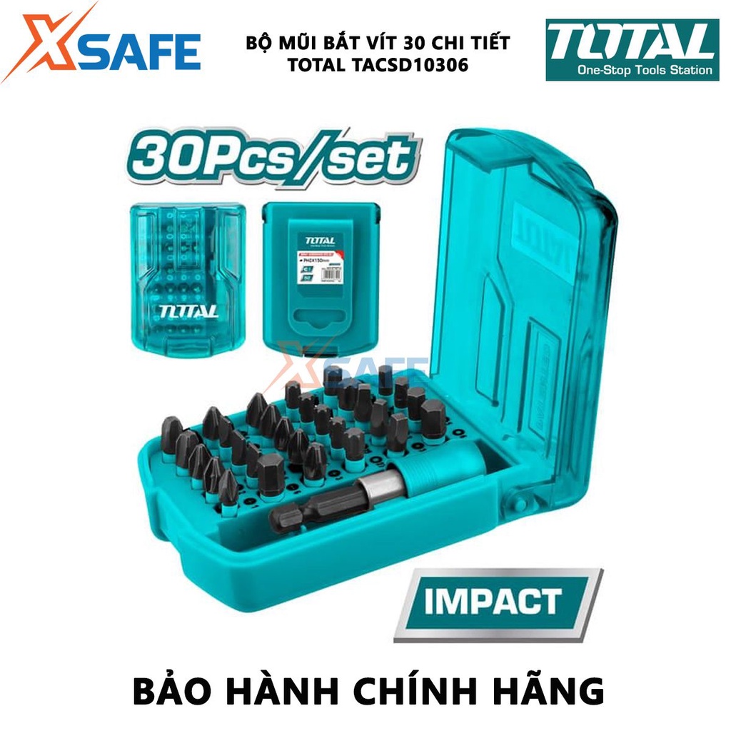 Bộ mũi bắt vít 30 chi tiết TOTAL TACSD10306 | bộ 30 mũi siết vít kích thước 25mm lắp ráp hay tháo mở các chi tiết