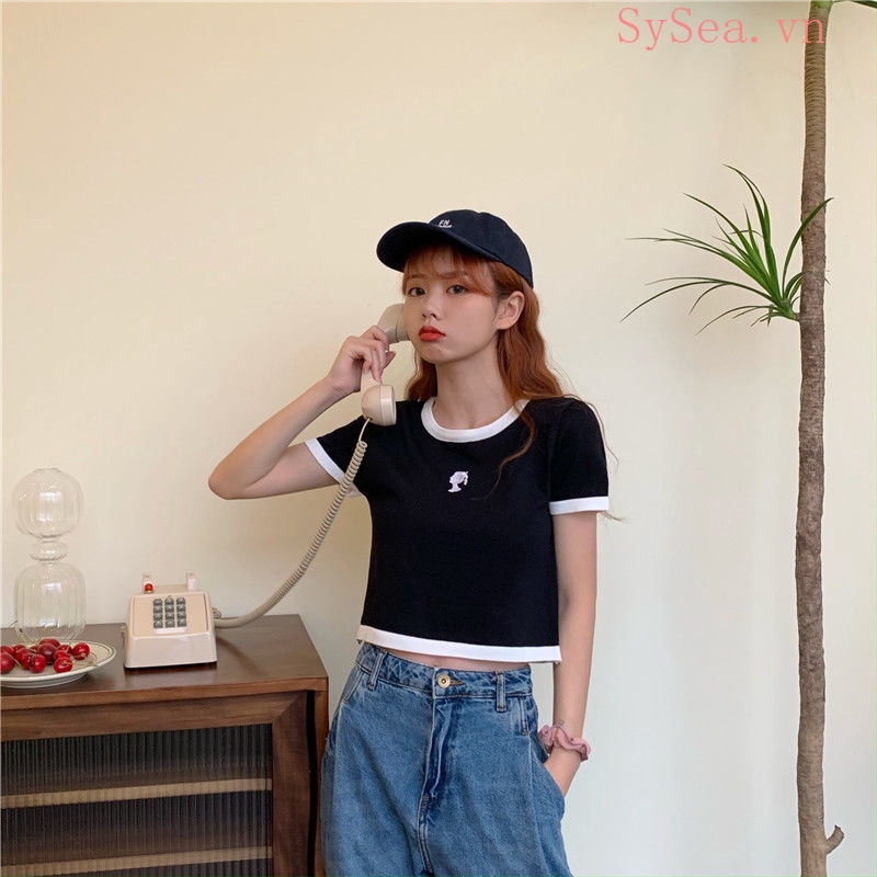 Áo Dệt Kim Nữ Tay Ngắn Phong Cách Hàn Quốc