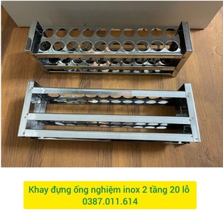 Khay đựng ống nghiệm inox 2 tầng 20 lỗ