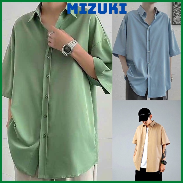 Áo sơ mi rộng tay ngắn nam nữ unisex cổ bẻ nhiều màu kiểu hàn quốc vải lụa mềm mịn mát-MRN01 từ 40-85kg