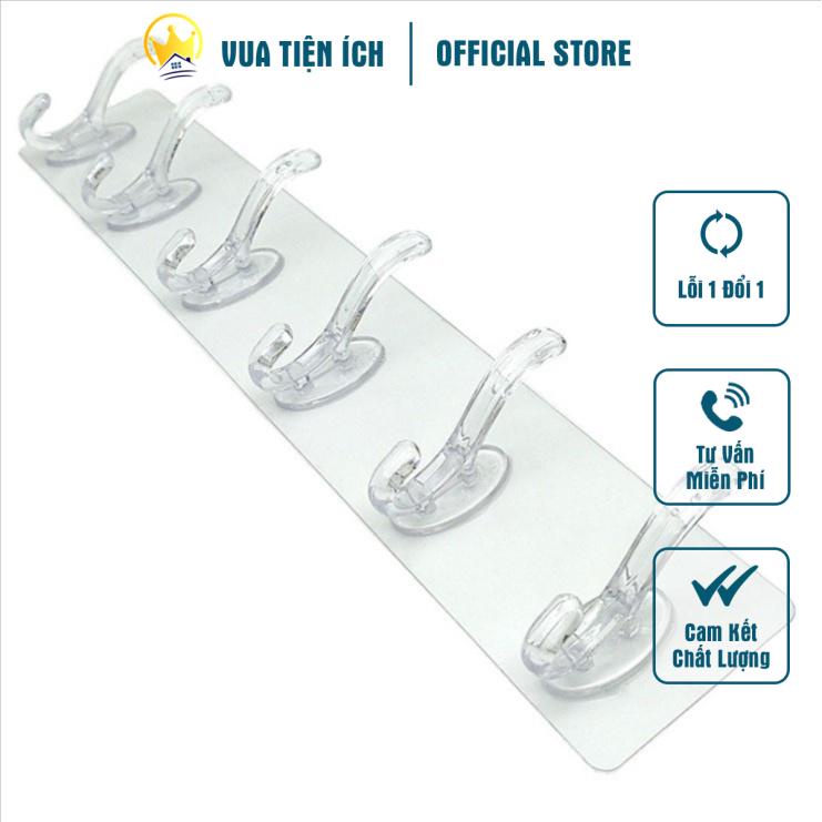 Móc treo đồ dán tường 6 móc liền mạch treo quần áo,chìa khóa, dụng cụ cá nhân,...