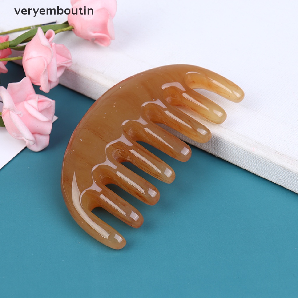 [Hàng mới về] Lược sừng trâu tự nhiên có răng rộng massage công cụ chăm sóc tóc bỏ túi