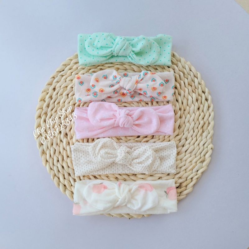 Turban nơ chất cotton co giãn 4c,họa tiết xin xắn cho bé