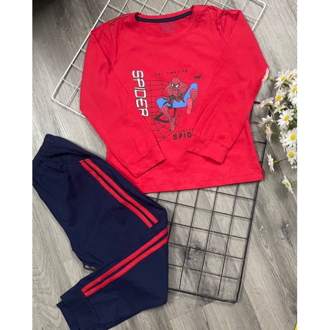 {12-25kg} Bộ dài tay bé trai chất cotton chính phẩm bán shoo
