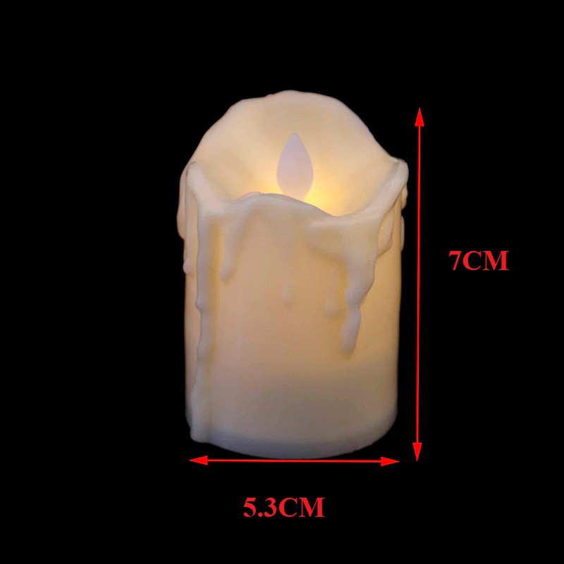 Nến Sáp Điện Tử Ngọn Đèn Led Dao Động Như Nến Thật Tặng Kèm Pin, Đèn Cầy Điện Tử Sáp Chảy 2 Màu Trắng Đỏ
