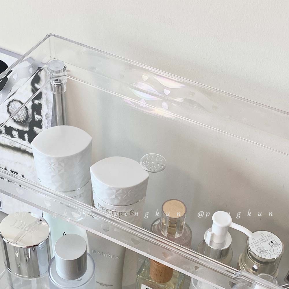 Kệ Đựng Mỹ Phẩm Hai Tầng Cỡ Lớn Trong Suốt Chống Thấm Nước Phong Cách ins Đơn Giản Cho Phòng Tắm/Phòng Ngủ