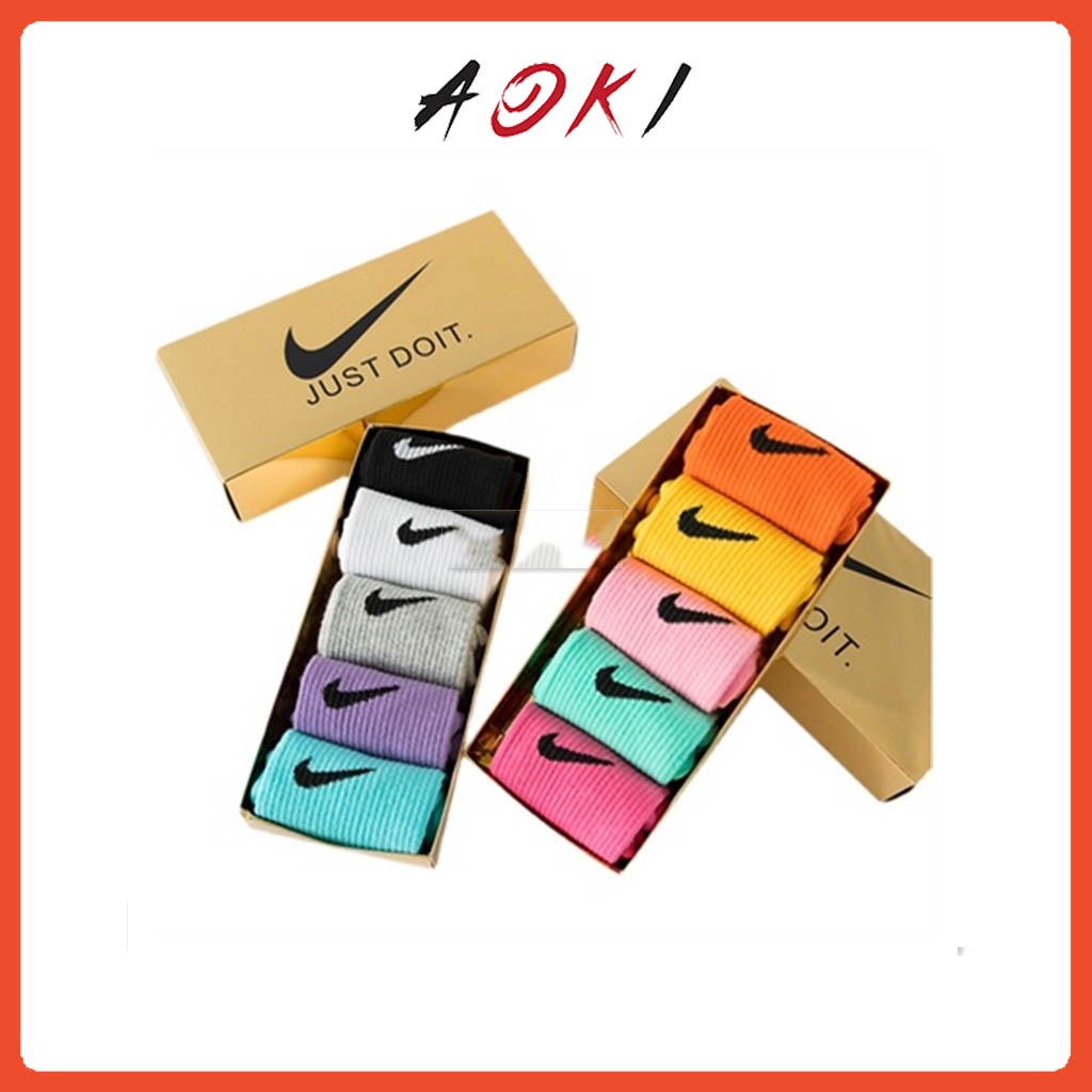 Aoki-Vớ Cotton Cổ Vừa Không Đường May Phong Cách Thể Thao Đường Phố Thời Trang Cho Nam Và Nữ