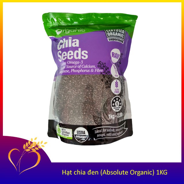 Hạt chia đen Absolute Oragnic 1kg từ Úc / Date mới 01/2021