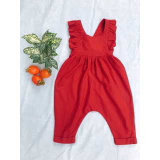 Body jum linen đỏ bé gái