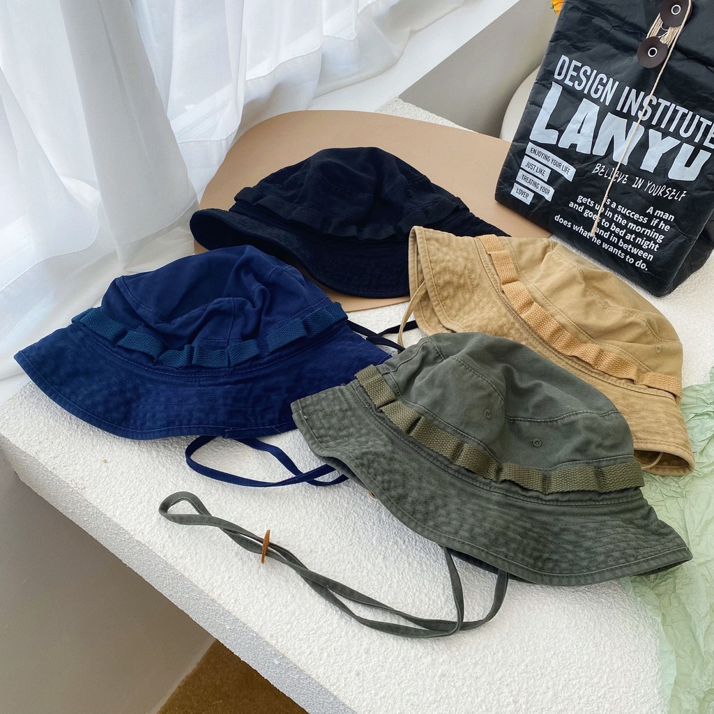 Mũ Tai Bèo Vải Cotton Có Dây Thừng Chống Gió Che Nắng Dễ Phối Đồ Thích Hợp Cho Các Hoạt Động Ngoài Trời