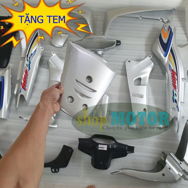 [TẶNG NGAY TEM XE] Bộ dàn áo xe Wave 110, Wave Zx, Wave Anpha đời 1997 đến 2006 nhựa nguyên sinh ABS cao cấp màu BẠC