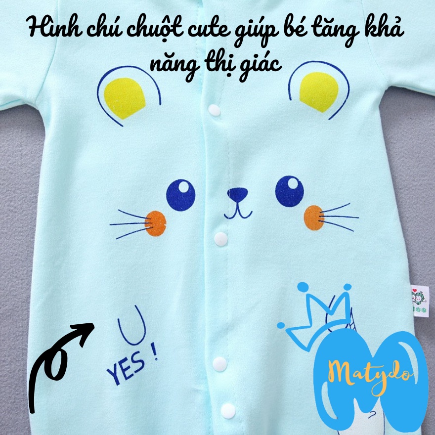 Bộ body cho bé dài tay MATYDO bộ đồ liền thân bodysuit cho trẻ sơ sinh 5-11kg cho bé hình chuột cute