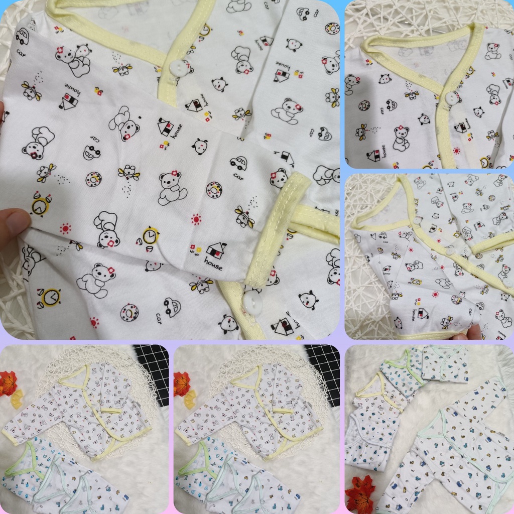 Áo dài tay loại đẹp khuy vẹo cho bé sơ sinh