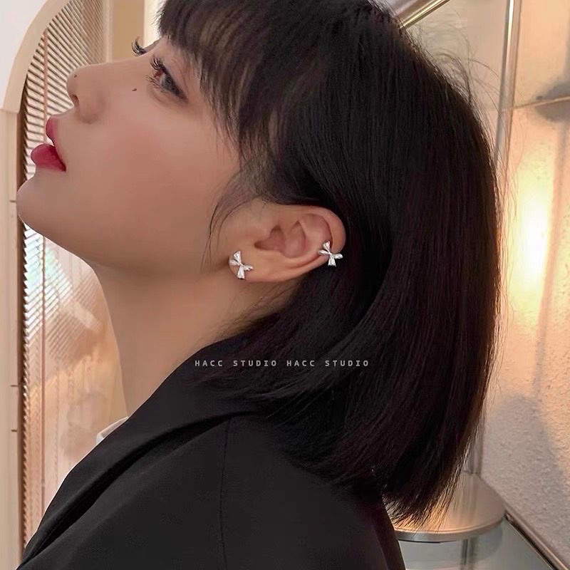 Bông tai nơ xinh xắn - kẹp vành không cần bấm