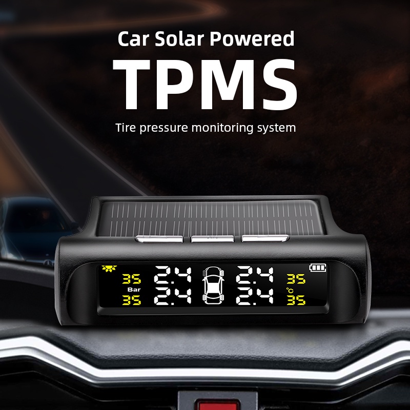 Hệ Thống Theo Dõi Áp Suất Lốp Xe Hơi TPMS Màn Hình LCD Với Công Tắc Sạc Năng Lượng Mặt Trời Thông Minh Guage + 4 Cảm Biến
