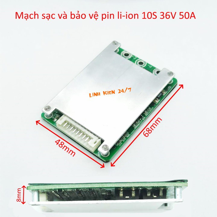 Mạch sạc và bảo vệ pin Li-ion 10S 36V 50A