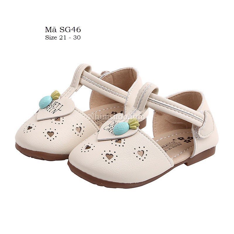 Giày sandal bé gái kiểu búp bê màu trắng tiểu thư xinh xắn cho bé 1 - 5 tuổi phong cách Hàn SG46